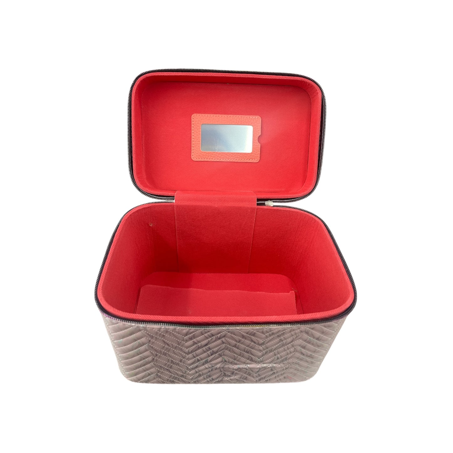 HALOGRAPHIC LIGHT PINK 3PCS CARRY MAKEUP BOX