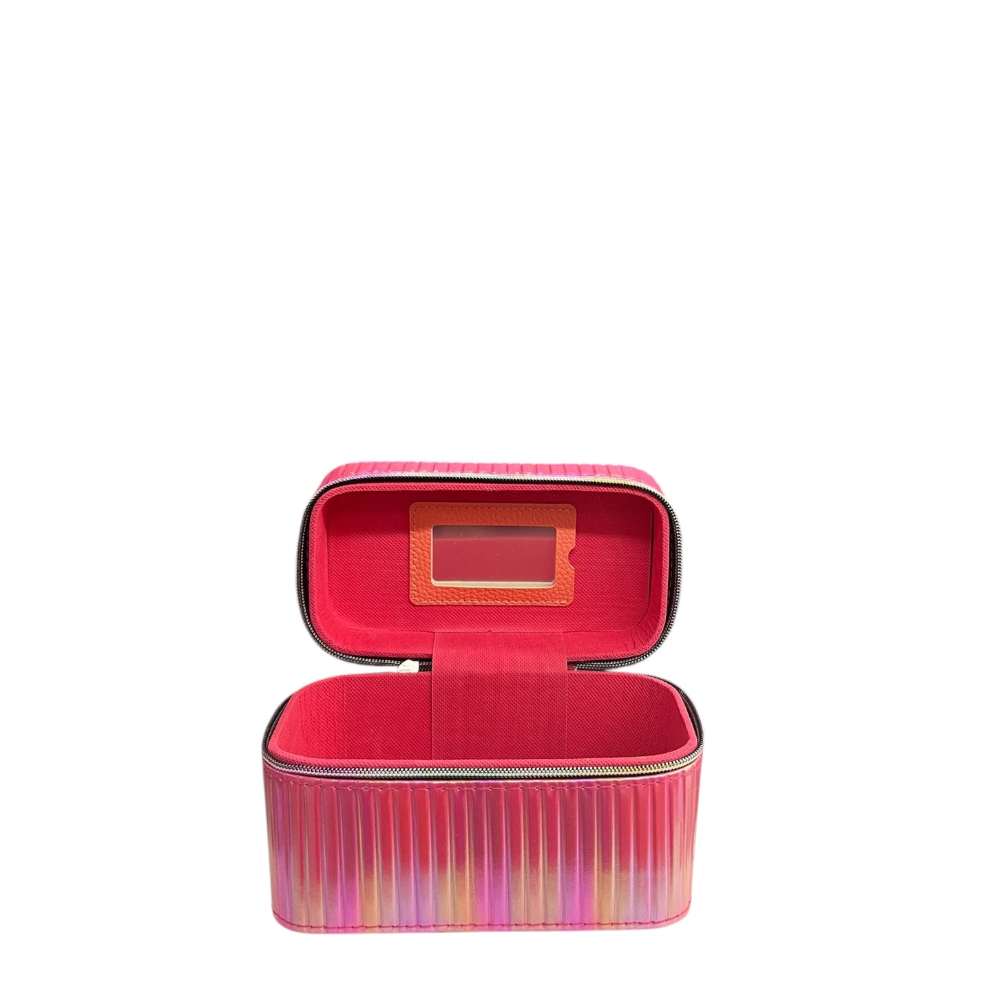 HOLOGRAPHIC HOT PINK 3 PCS CARRY ON MAKEUP BOX