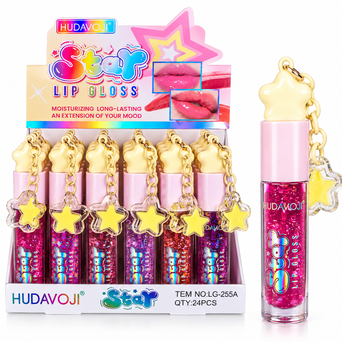 Brillo labial Hudamoji + llavero de estrella