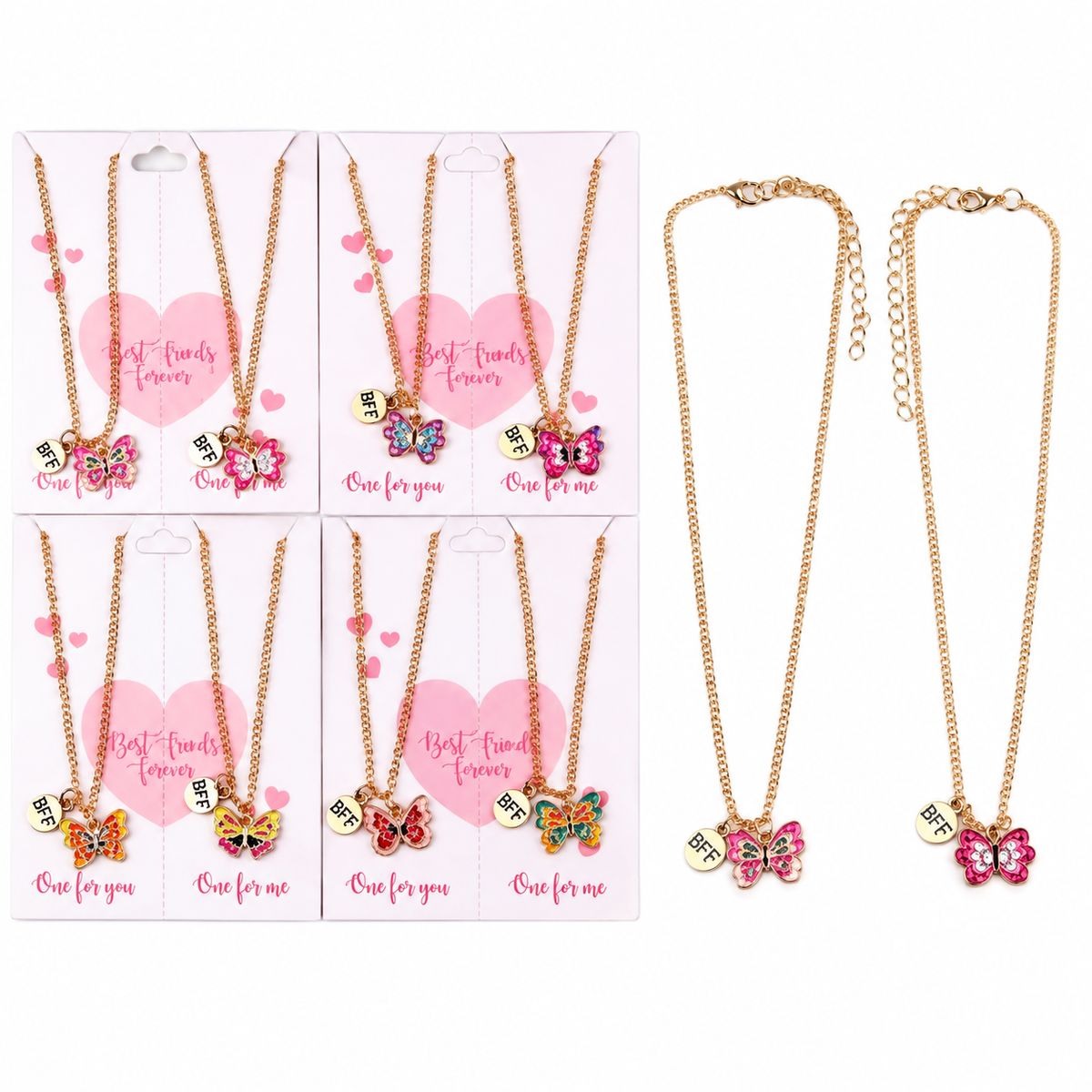 Paquete de accesorios de collar de mariposa para mejores amigas