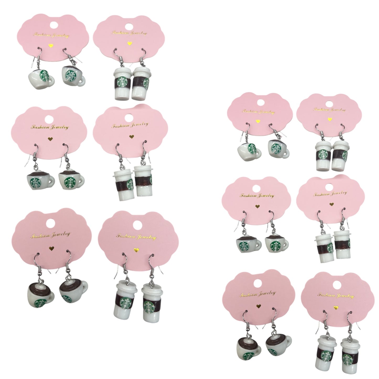 12PCS PACK STARBIESSS COFFEE DANGLE EARRINGS