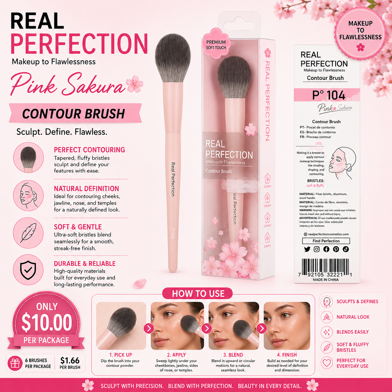 6PCS PACK PINK SAKURA MAKEUP FLAWLESSNESS P-104