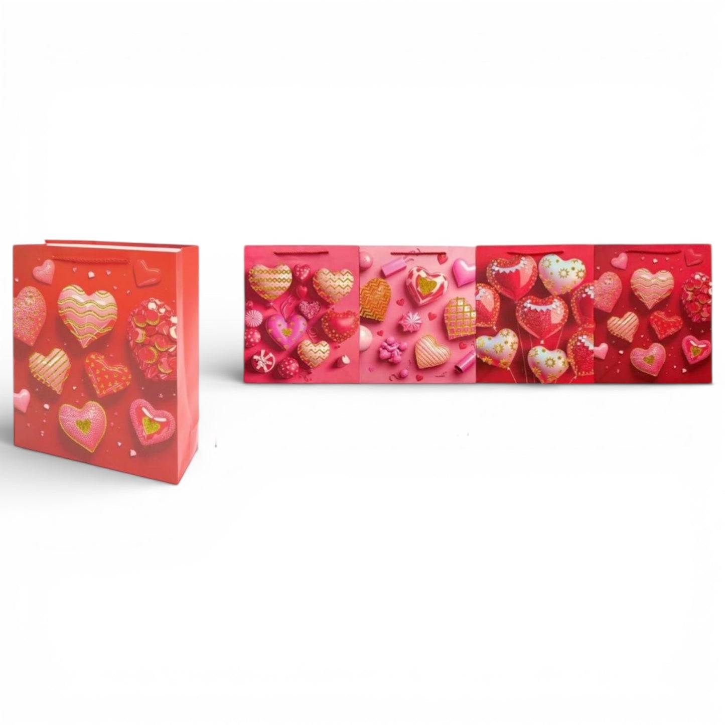 12PCS PACK HEART GLITTER GIFT BAGS BA2543