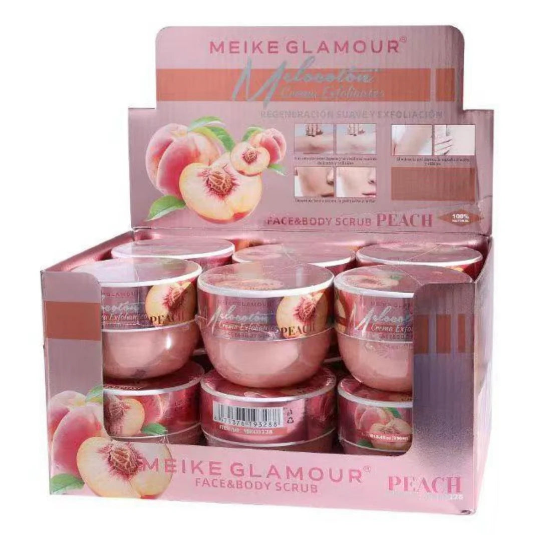 Crema exfoliante facial y corporal de durazno Meike Glamour