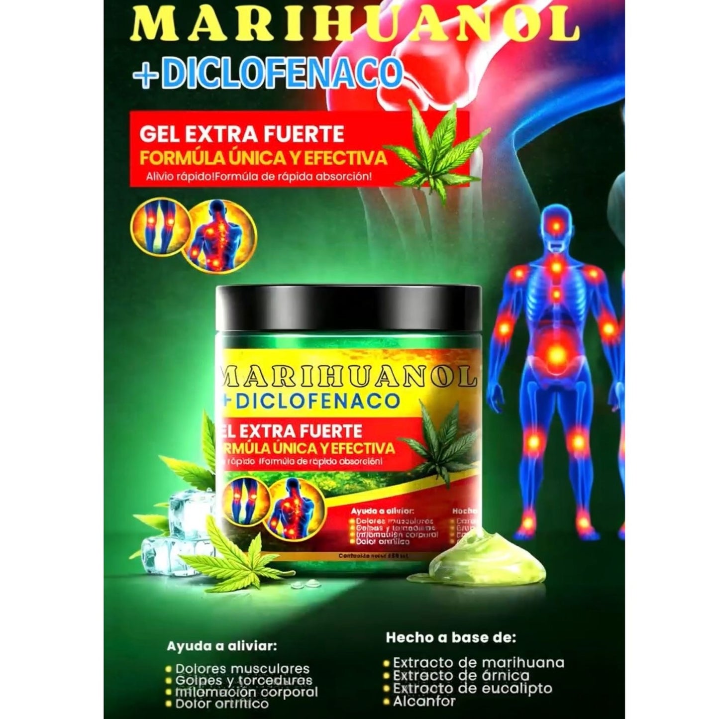 3PCS HIERBA + DICLOFENACO GEL EXTRA FUERTE FORMULA ÚNICA Y EFFECTIVA BE-6078