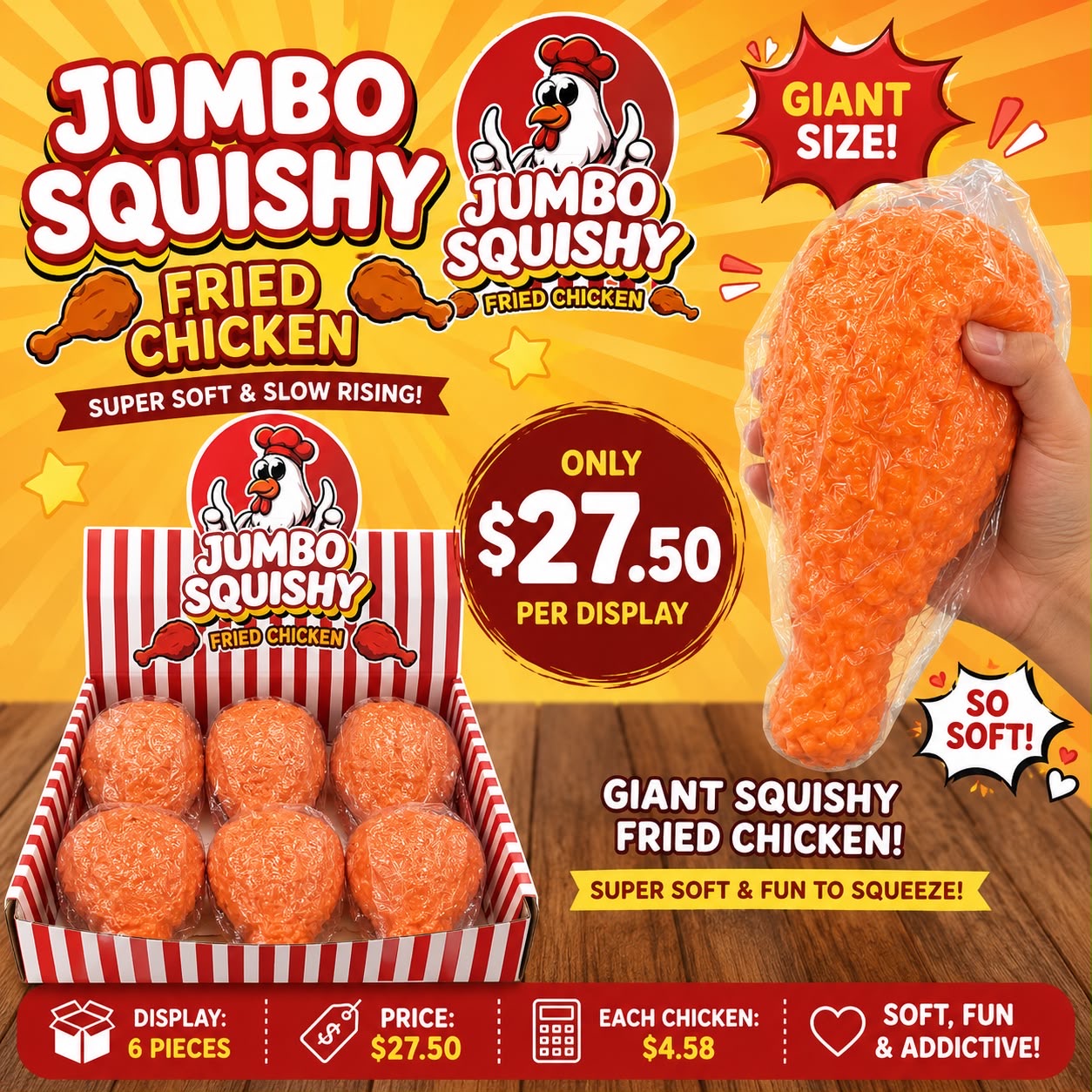 6PCS JUMBO CHICKEN LEGS SQUISHY CHI21