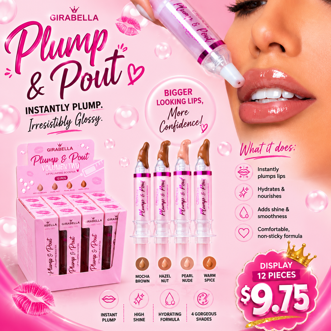 12PCS DISPLAY GIRABELLA PLUMP & POUT VOLUMEN TWO 0204