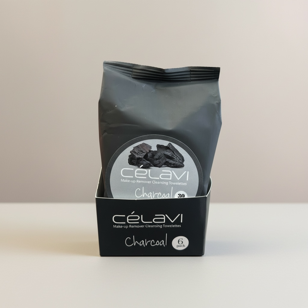 6PCS CELAVI CHARCOAL MAKE-UP REMOVER CLEANSING TOWELETTES MT010