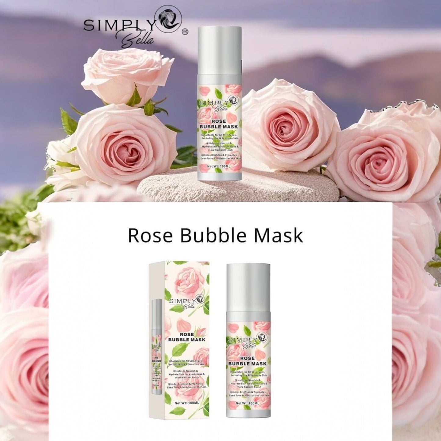 3PCS SIMPLY BELLA ROSE BUBBLE MASK FC1020