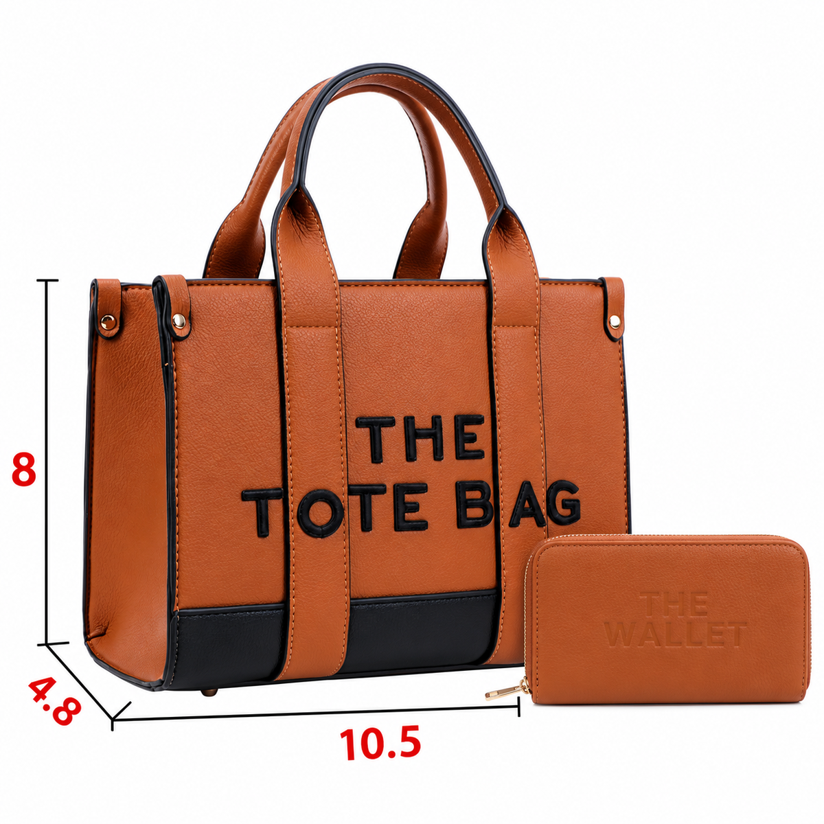 The Tote Bag Dark Brown & Dark Handle Purse + Wallet