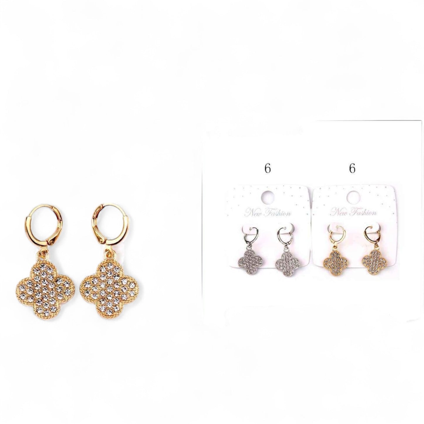 12PCS CLOVER BLING BLING EARRINGS IER-0753