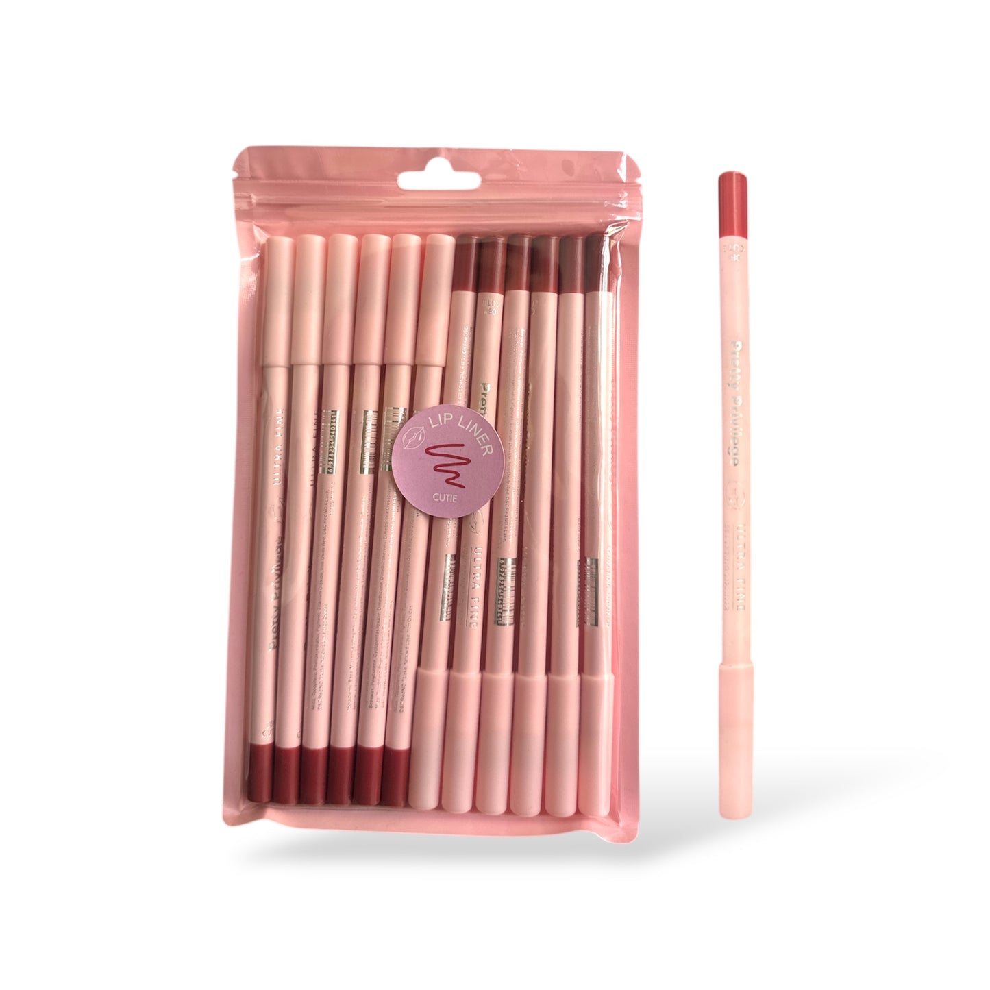 12PCS PACK PRETTY PRIVILEGE LIP LINER #08 CUTE