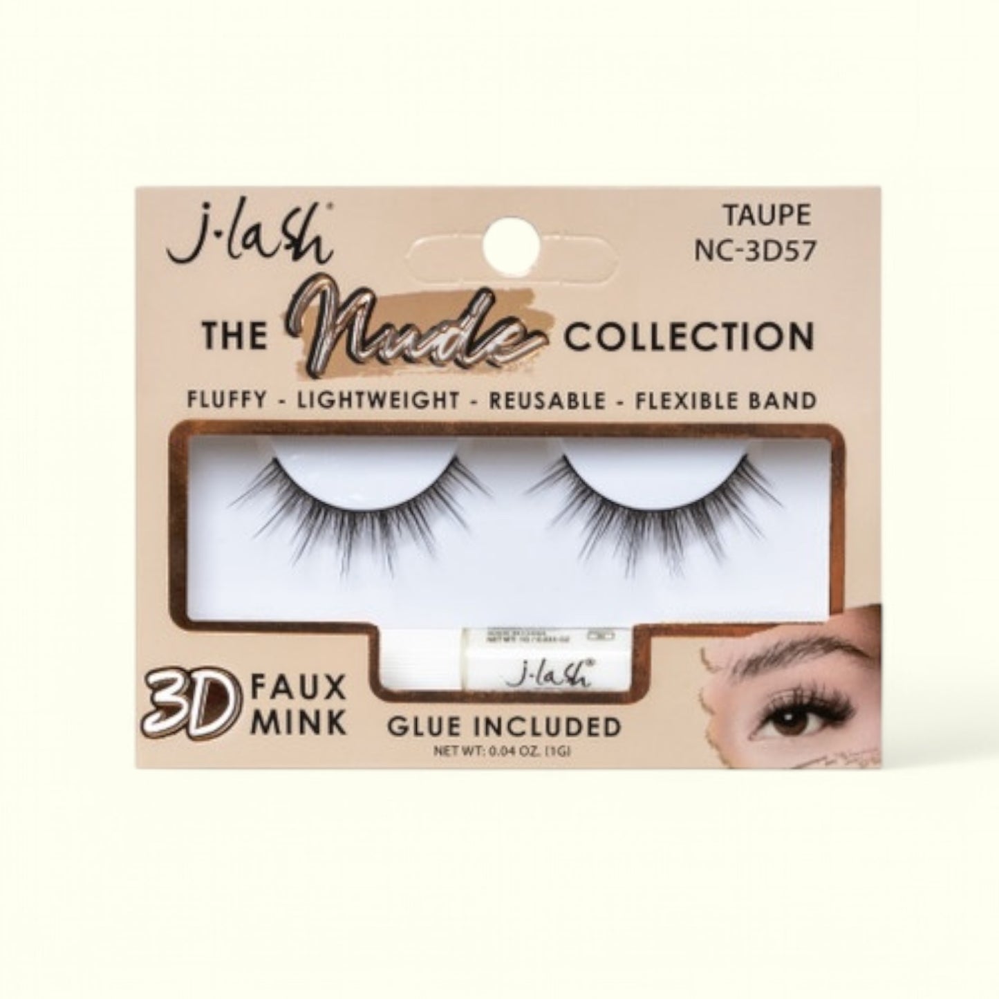 6PCS PACK JLASH 3D FAUX MINK THE NUDE COLLECTION GLUE INCLUDED NC-3D57
