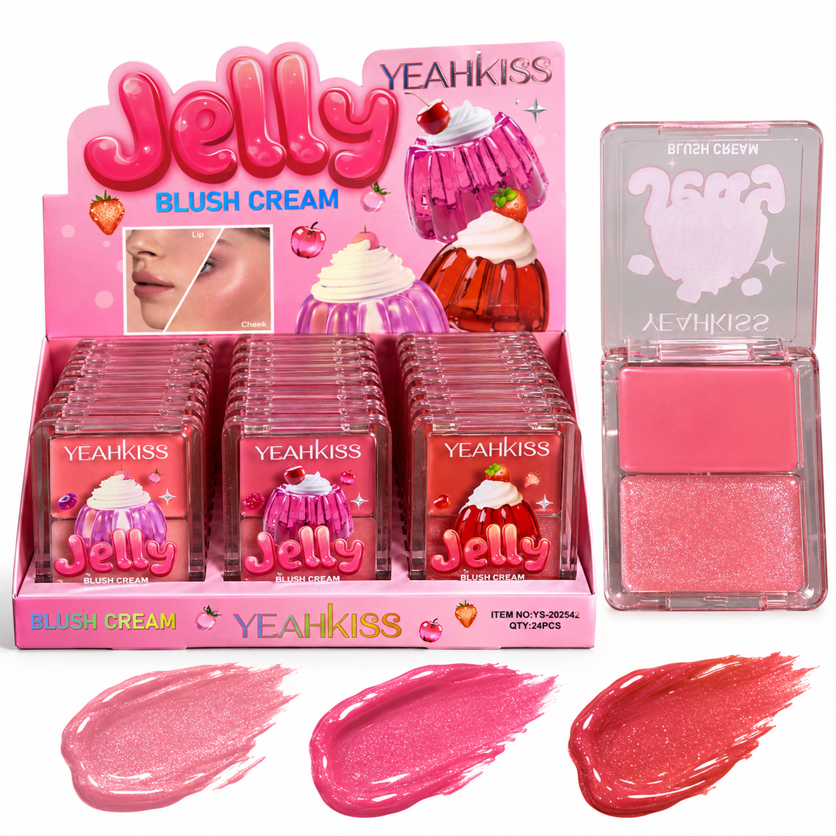 Rubor en crema de 3 colores Yeahkiss Jelly