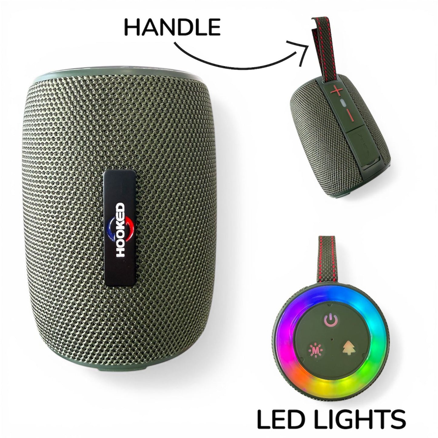 1PC GREEN HOOKED SPEAKER WITH LED LIGHT HD-434