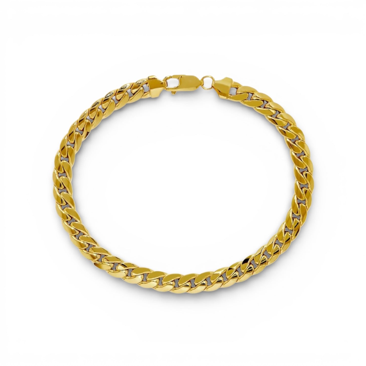 4PCS ORO LAMINADO PLAIN CUBAN BRACELET JB1257