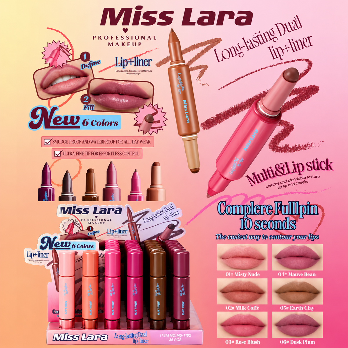 Miss Lara 2in1 Lipliner & Lipstick