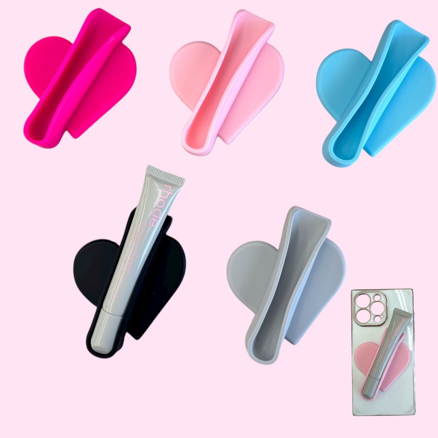 12PCS PACK MIX COLORS SILICONE ADHESIVE PHONE LIPGLOSS HOLDER