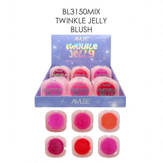 24PCS DISPLAY AMUSE TWINKLE JELLY MAGIC COLOR BLUSH BL3150 MIX