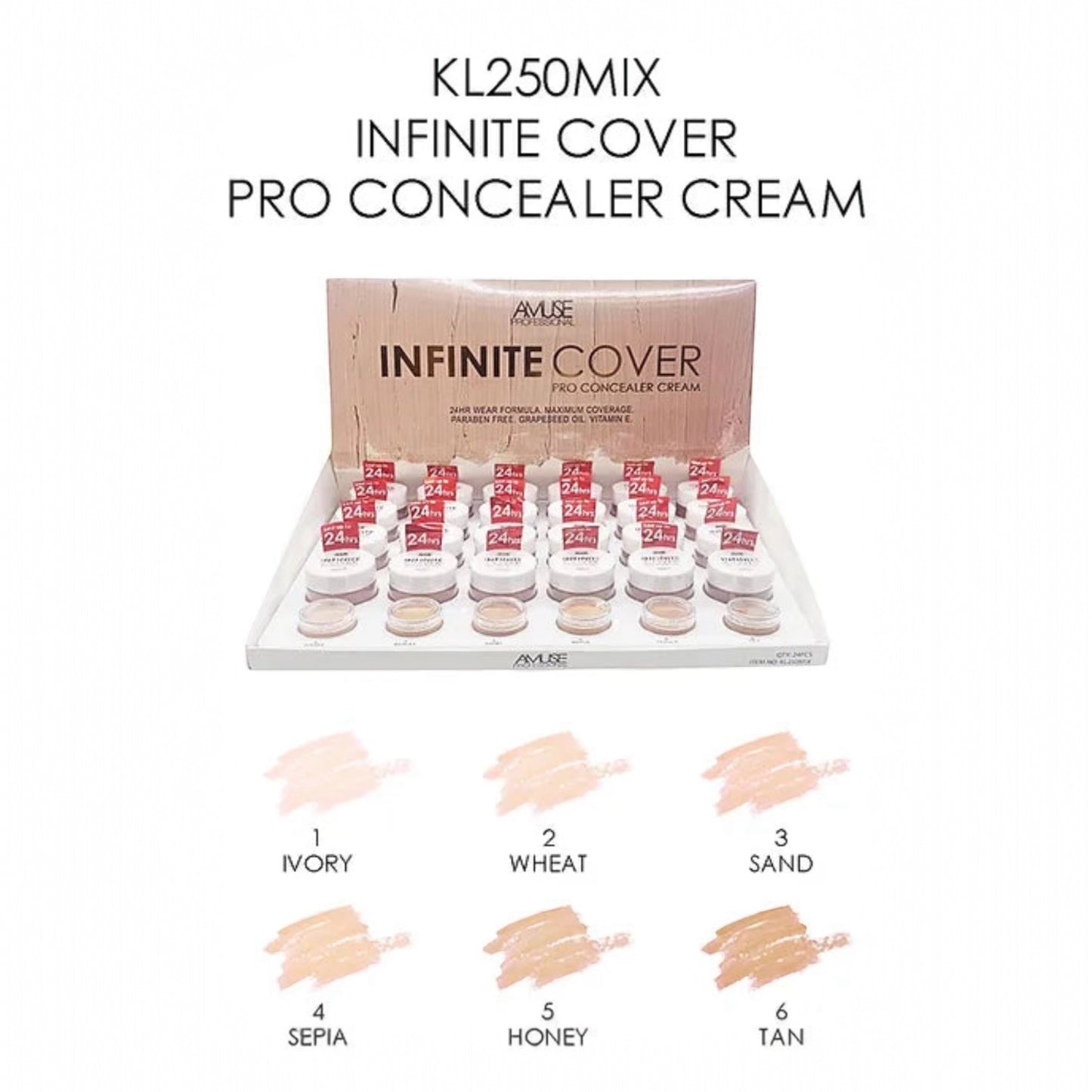 24PCS DISPLAY AMUSE PRO CONCEALER CREAM KL250 MIX