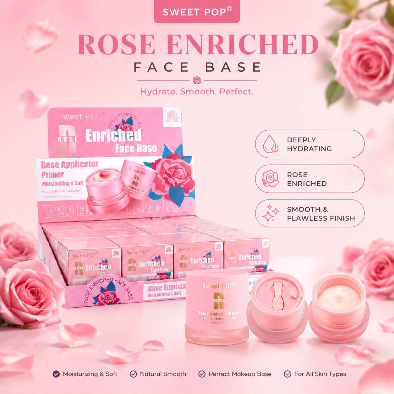 12PCS DISPLAY ROSE ENRICHED FACE BASE - 8110