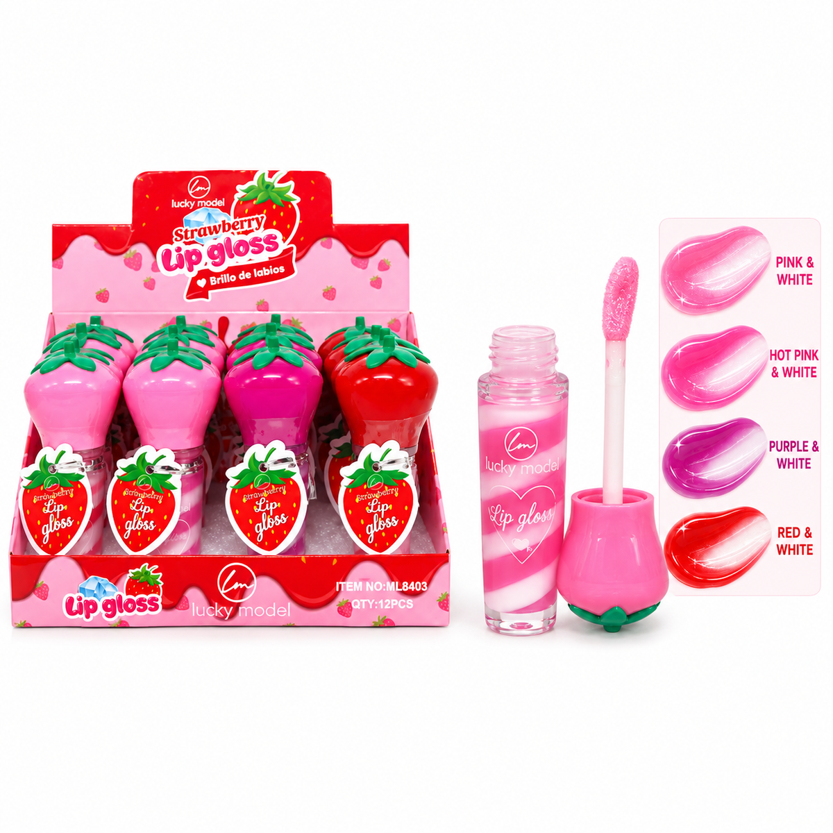 Lucky Model Strawberry Swirl Lip Gloss