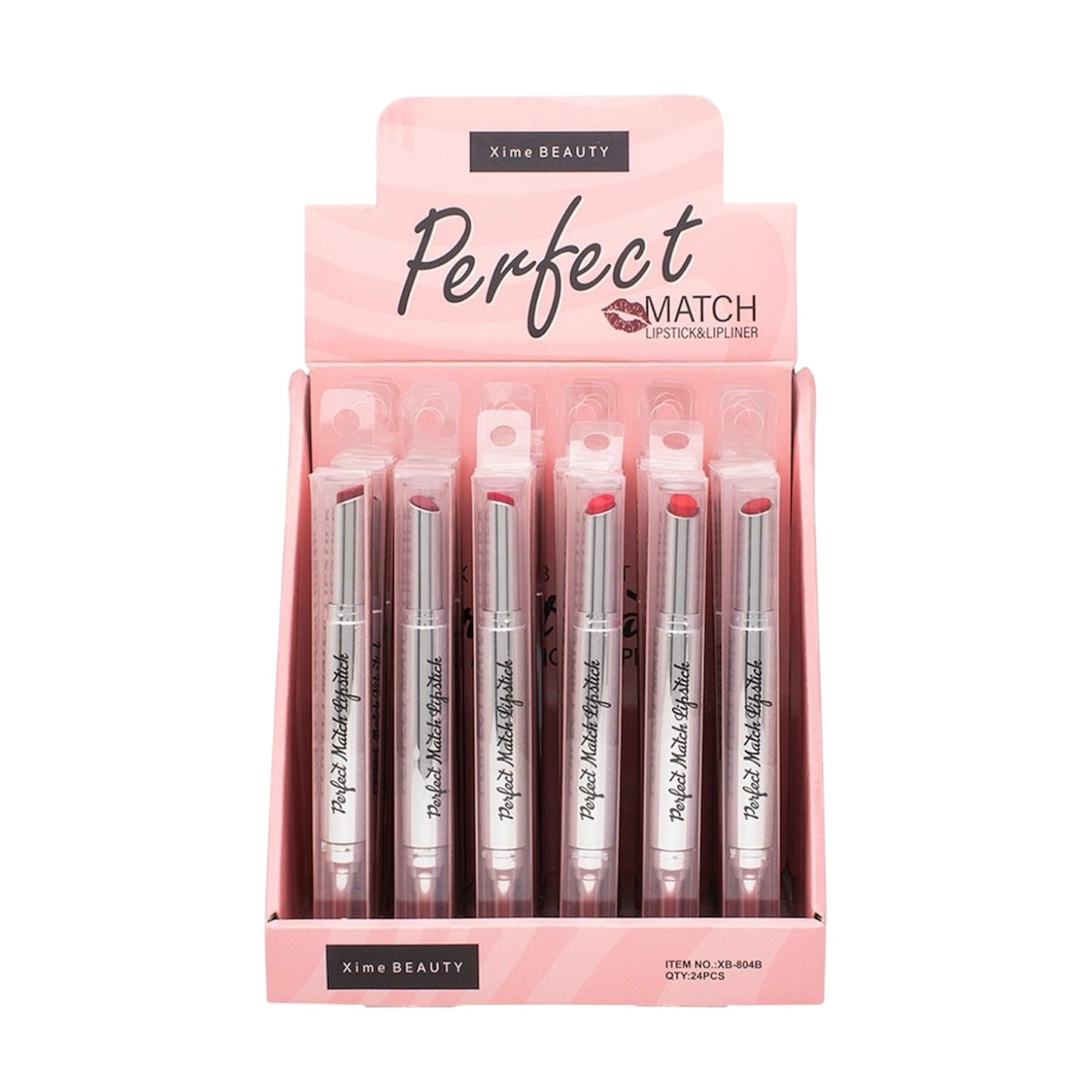24PCS DISPLAY B XIME BEAUTY PERFECT MATCH LIPSTICK &LIPLINER XB-804B