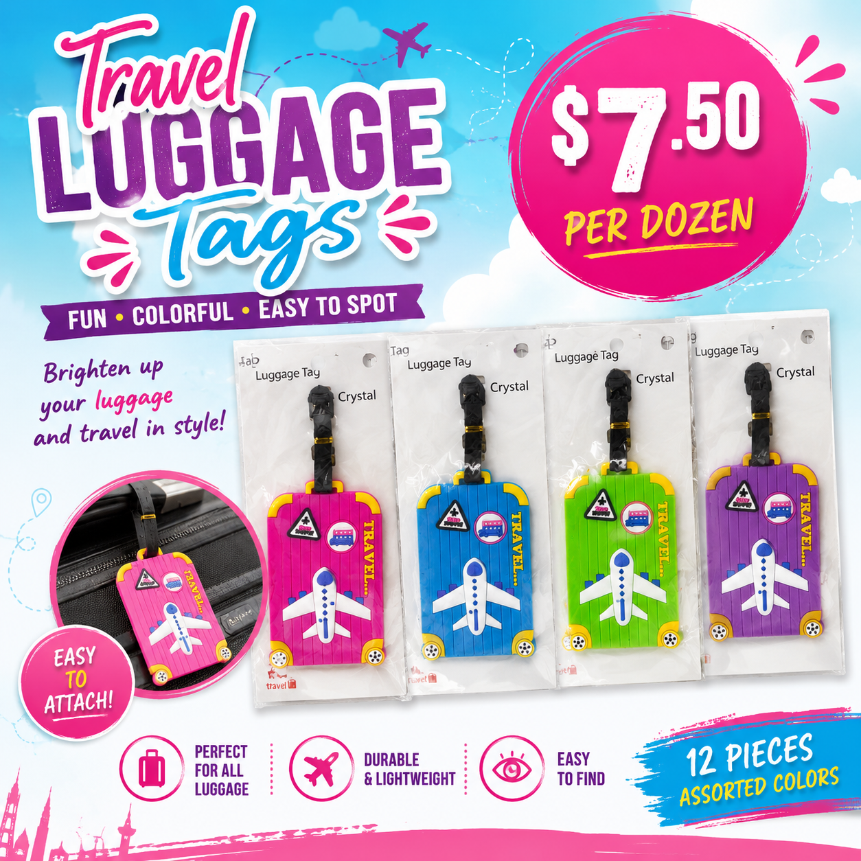12PCS PACK AIRPLANE LUGGAGE SILICONE TAGS ANV-1303