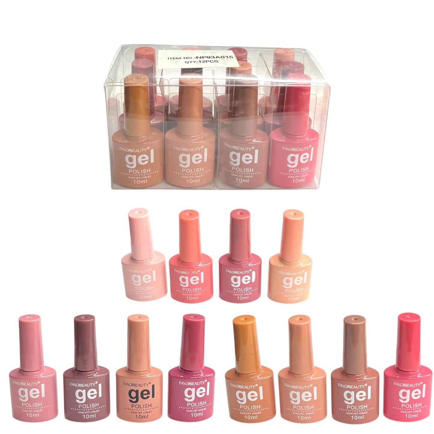 12PCS PACK FAVOR BEAUTY NUDE/MAUVE NAIL POLISH NP93A015