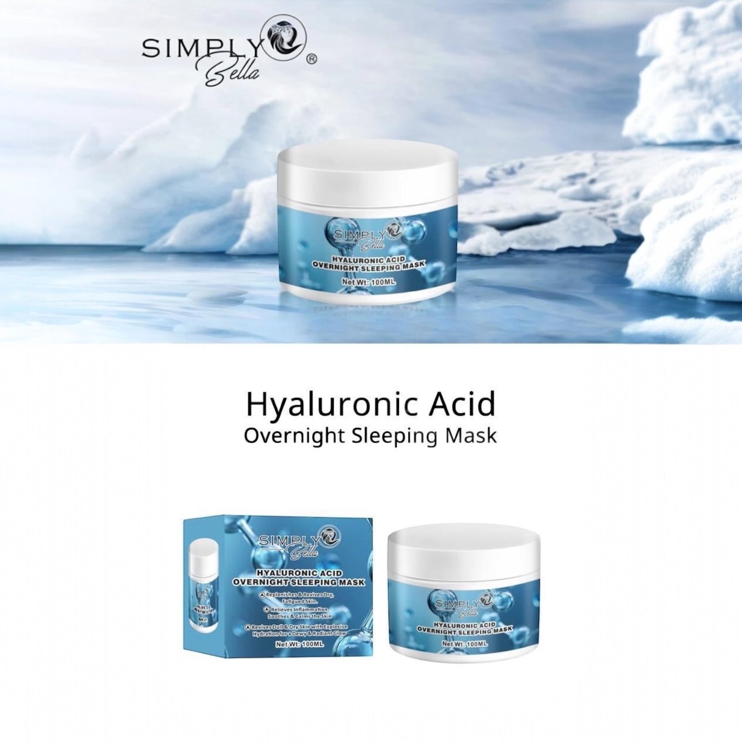 3PCS SIMPLY BELLA HYALURONIC ACID OVERNIGHT SLEEPING MASK FC1022