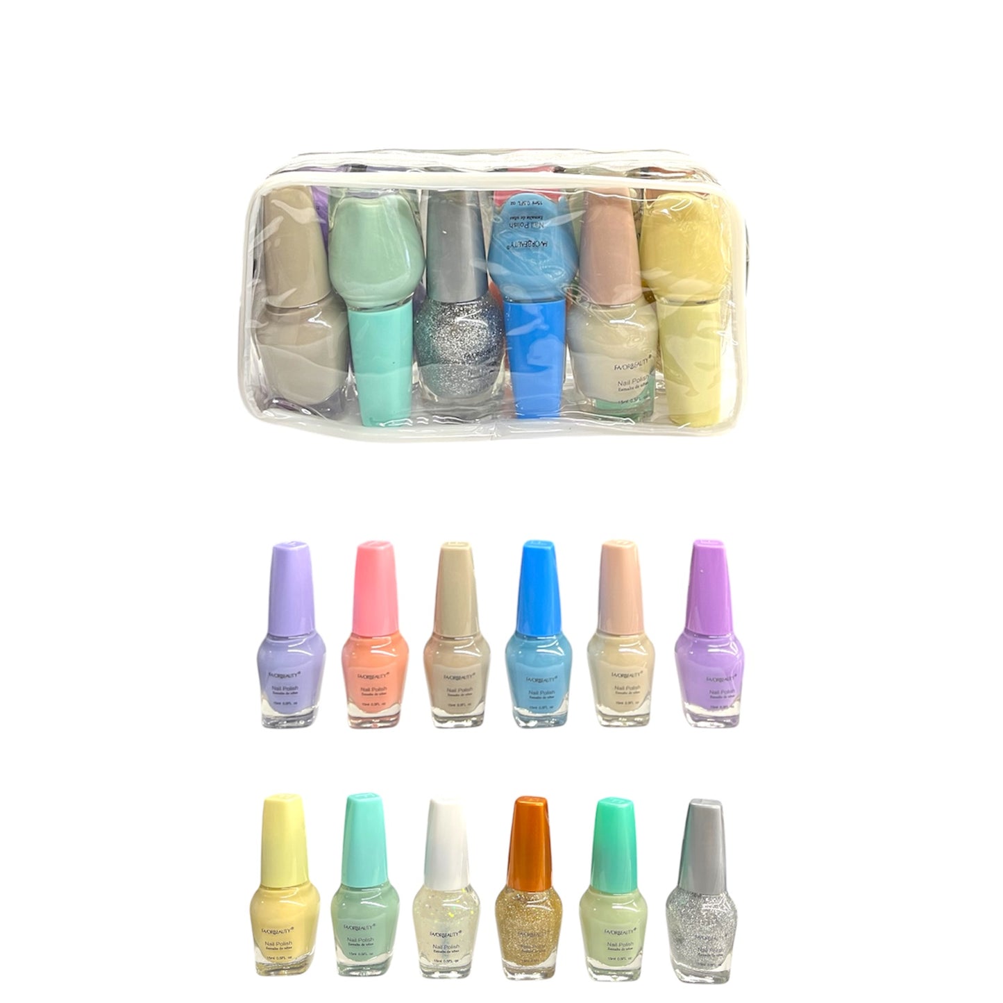 FAVOR BEAUTY 12 PCS PASTEL NAIL POLISH SET #NP8085