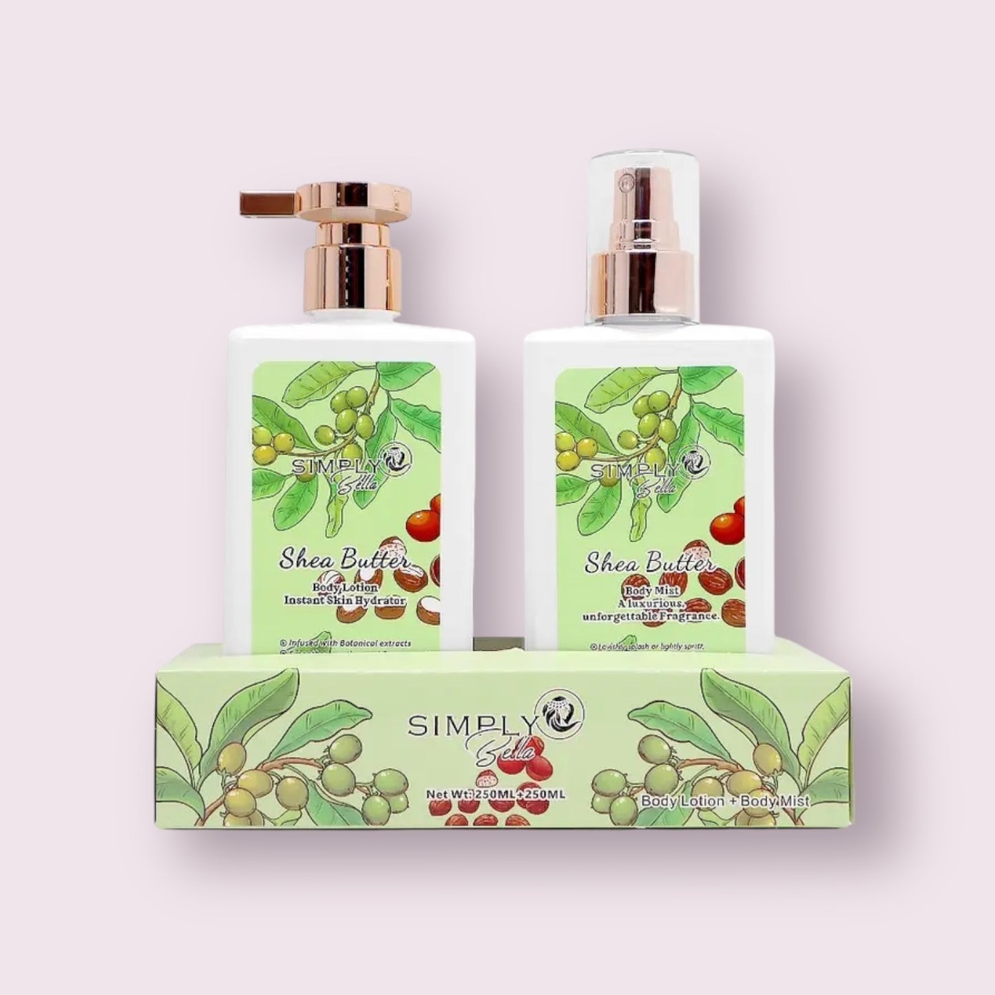 SIMPLY BELLA SHEA BUTTER BODY MIST & BODY LOTION SET SLBM010