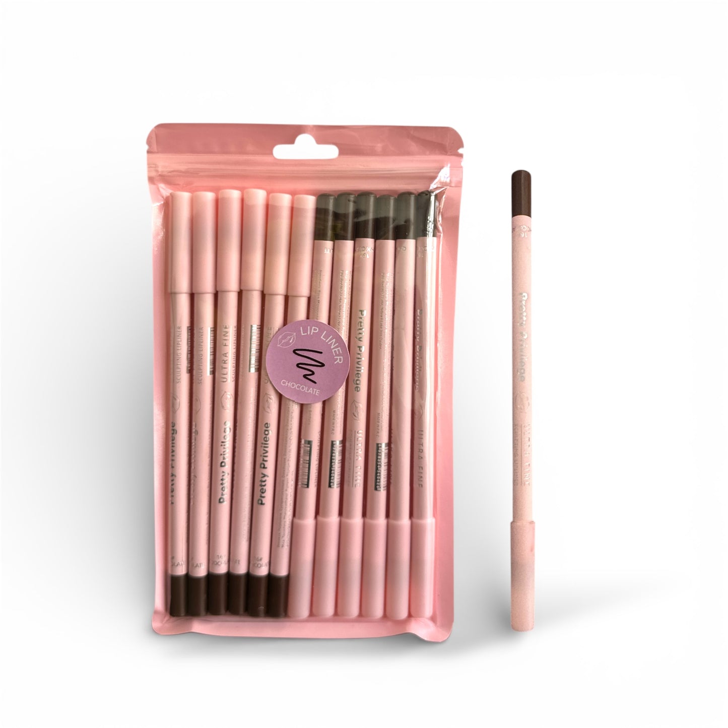 12PCS PACK PRETTY PRIVILEGE LIP LINER #16 CHOCOLATE