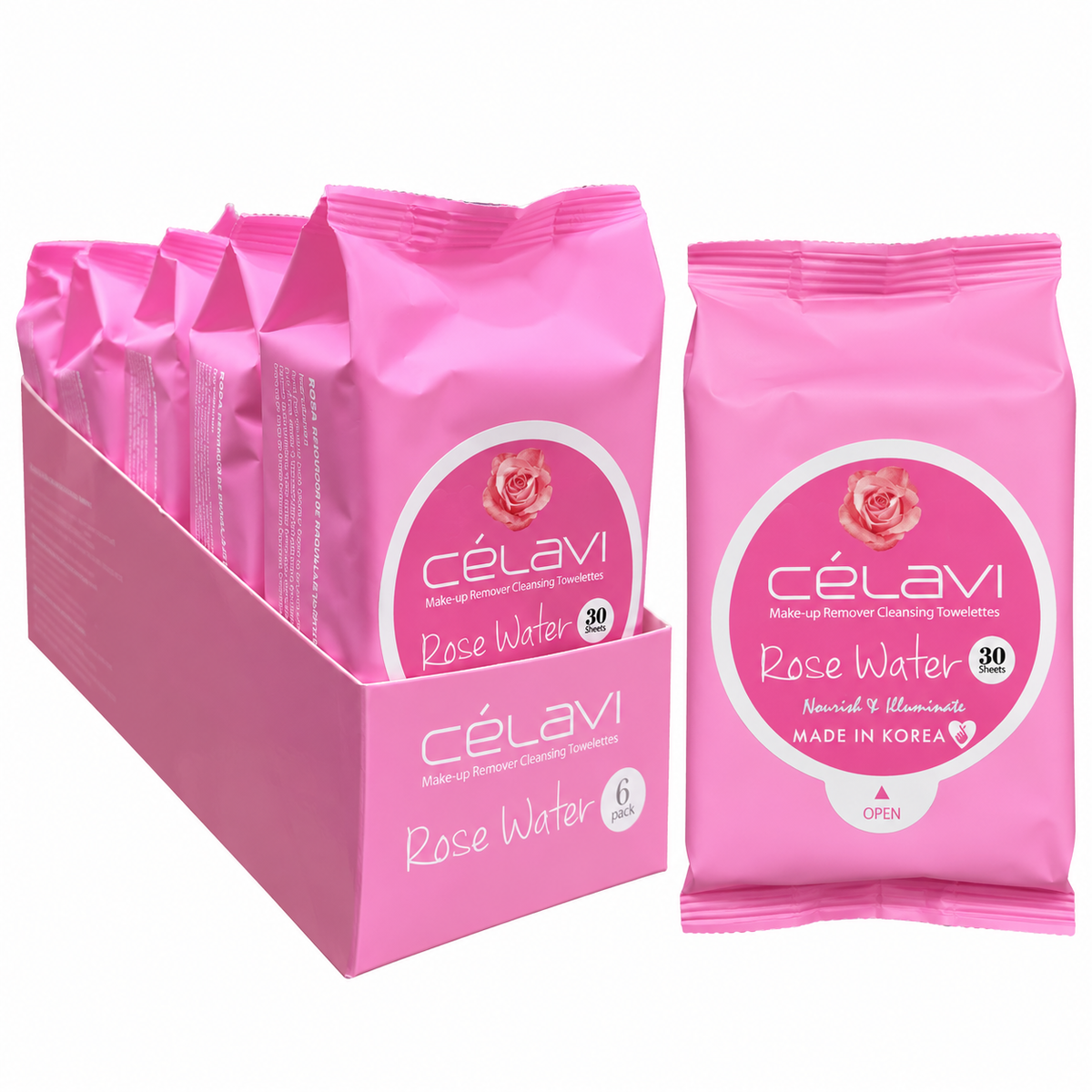 Celavi Makeup Rose Water Remover Cleansing Towelettes