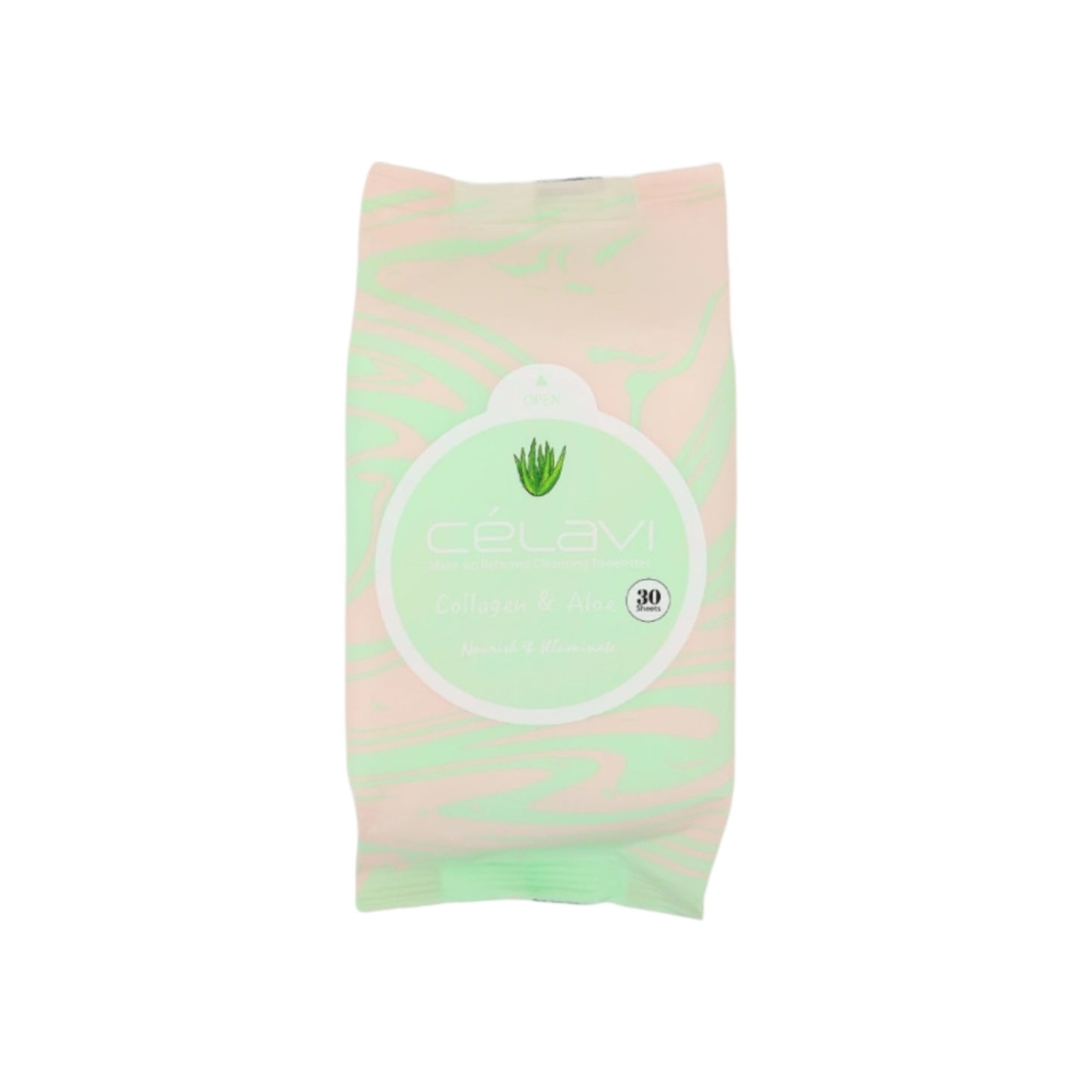 6PCS DISPLAY CELAVI COLLAGEN & ALOE MAKE-UP REMOVER CLEANSING TOWELETTES MT023
