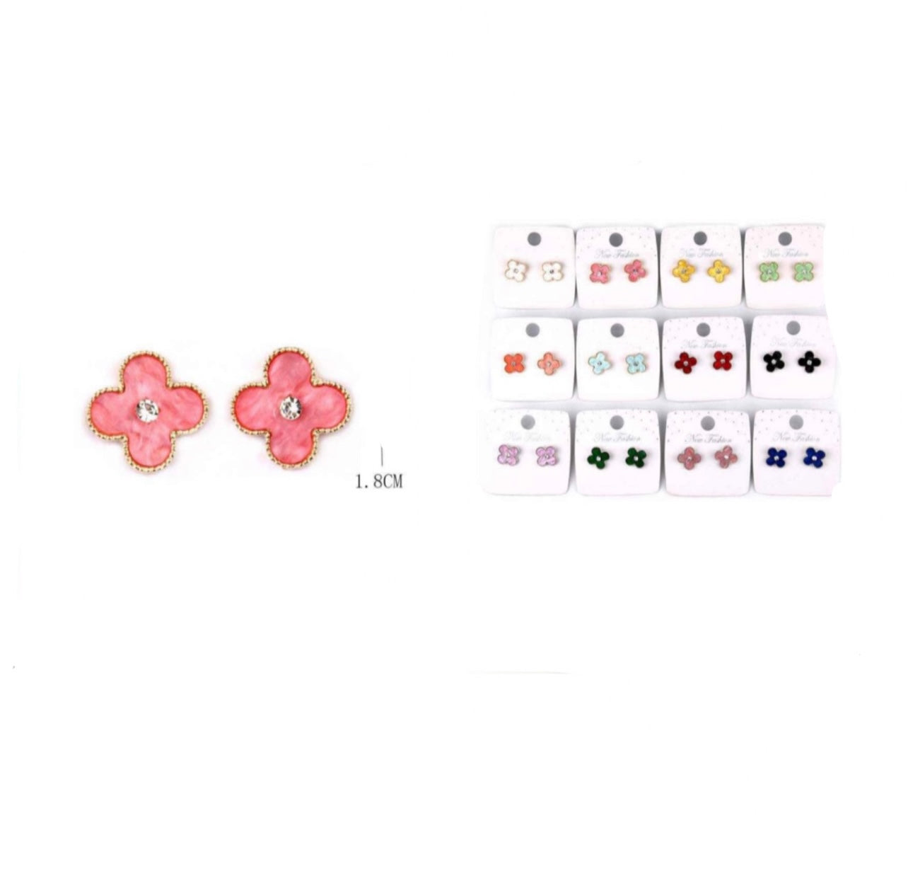 12PCS PACK GLOSSY CLOVER EARRINGS IER-0877