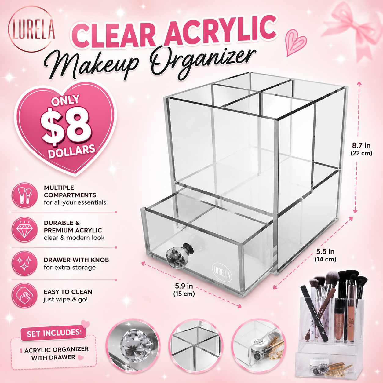 1PCS LURELLA CLEAR ACCESSORY BOX LCD-02