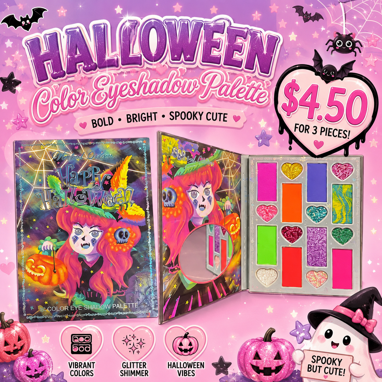 3PCS VARIED QUEEN HAPPY HALLOWEEN EYE SHADOW PALETTE V6335