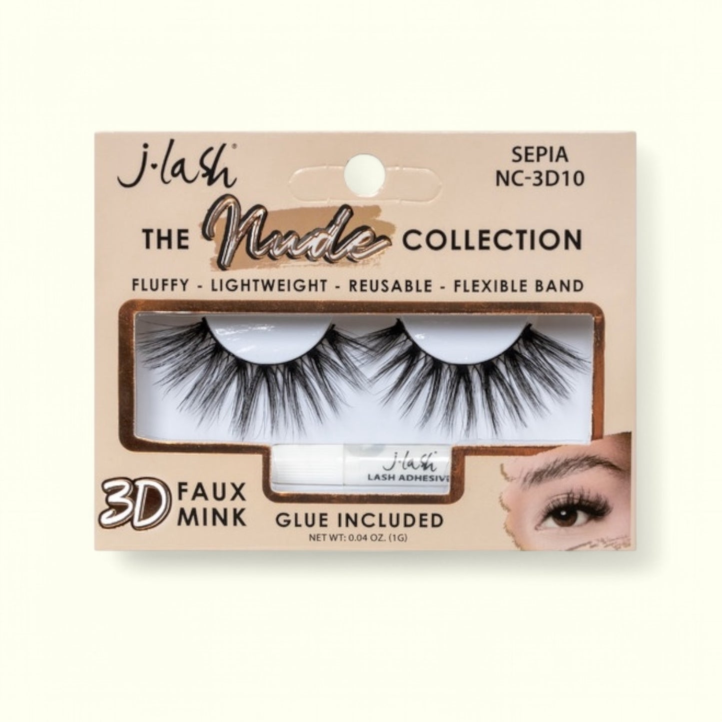 6PCS PACK JLASH 3D FAUX MINK THE NUDE COLLECTION GLUE INCLUDED NC-3D10