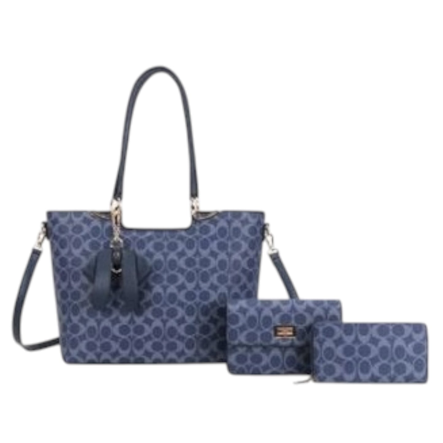 1PCS NAVY BLUE C&C BIG TOTE PURSE WITH WALLET XFT-8093-SNV