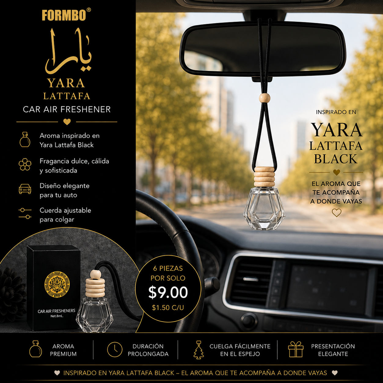 6PCS BLACK CAR AIR FRESHNER FBCZ0012-25