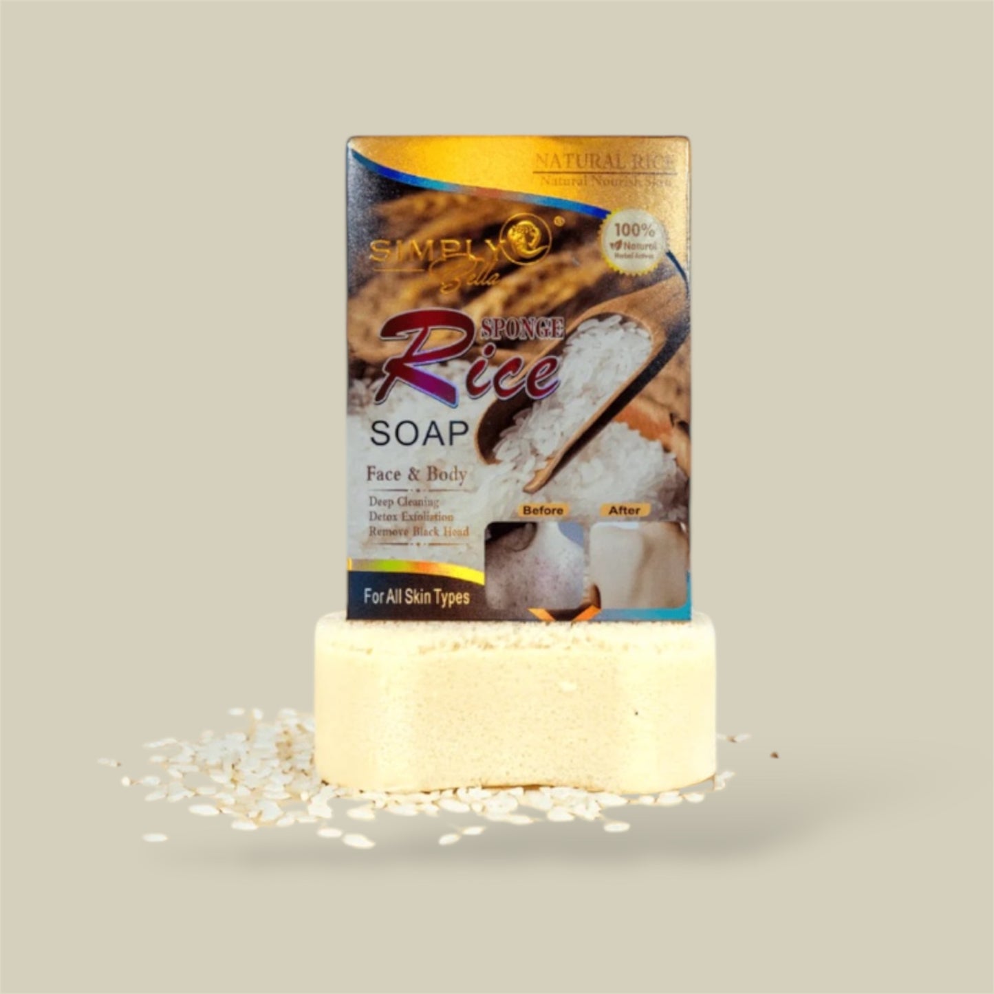 12PCSSIMPLY BELLA SPONGE RICE SOAP SIM057