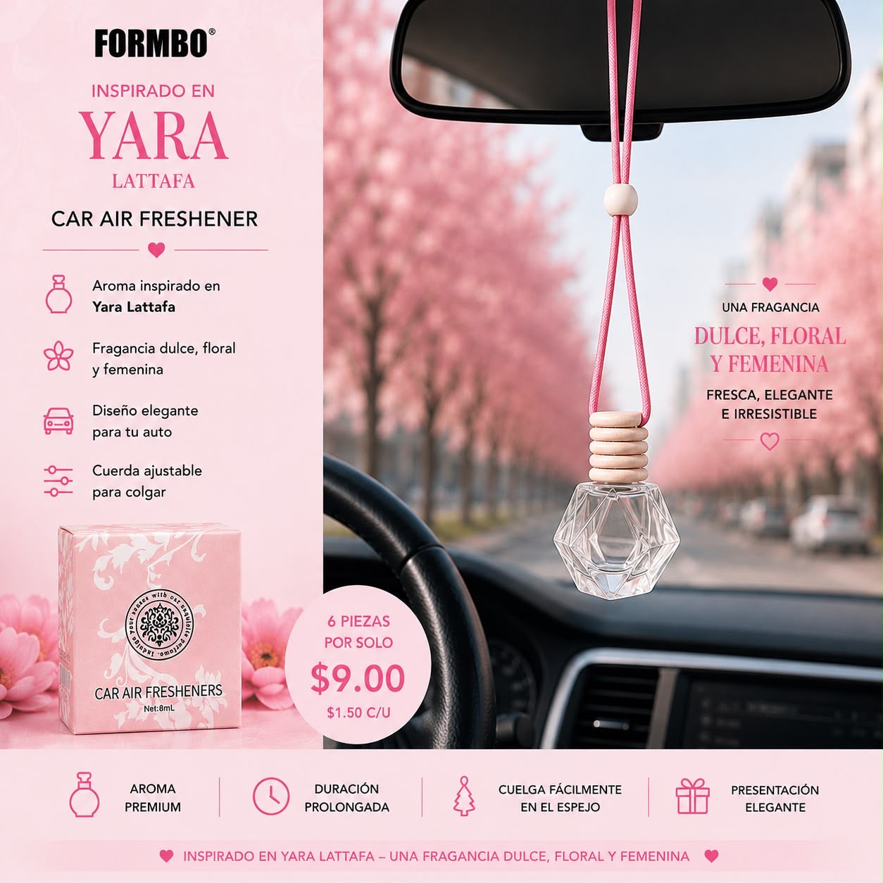 6PCS PINK CAR AIR FRESHNER FBCZ011-25