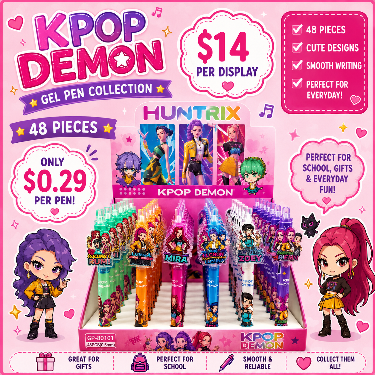 48PCS DISPLAY K POP PENS GP-80101