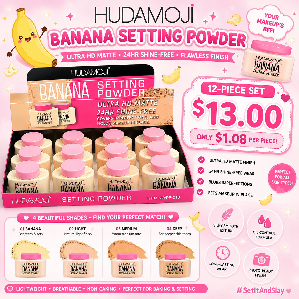12PC DISPLAY BANANA SETTING POWDER PP-018
