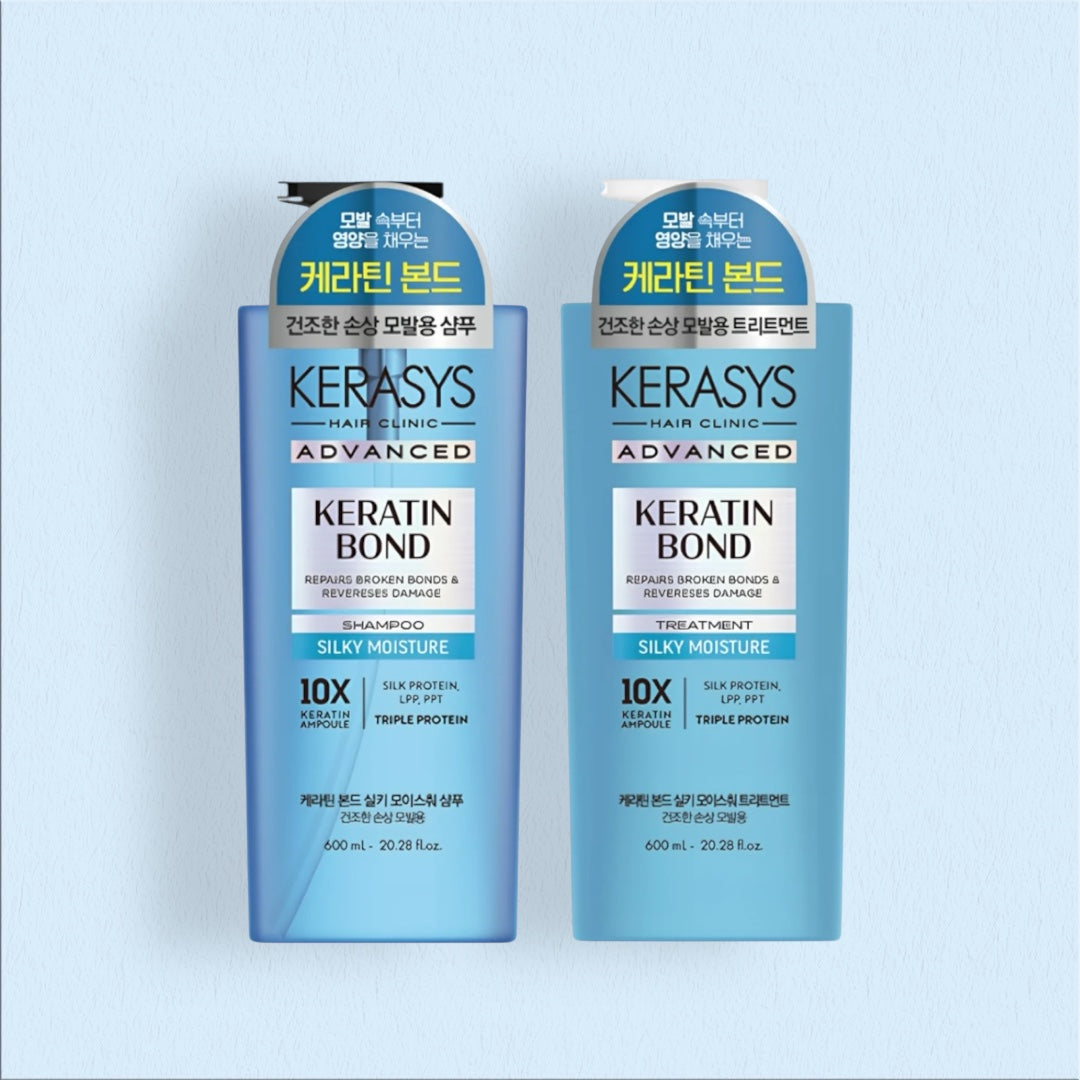 2PCS KERASYS KERATIN BOND SILKY MOUSTURE SHAMPOO AND TREATMENT KS-AMS