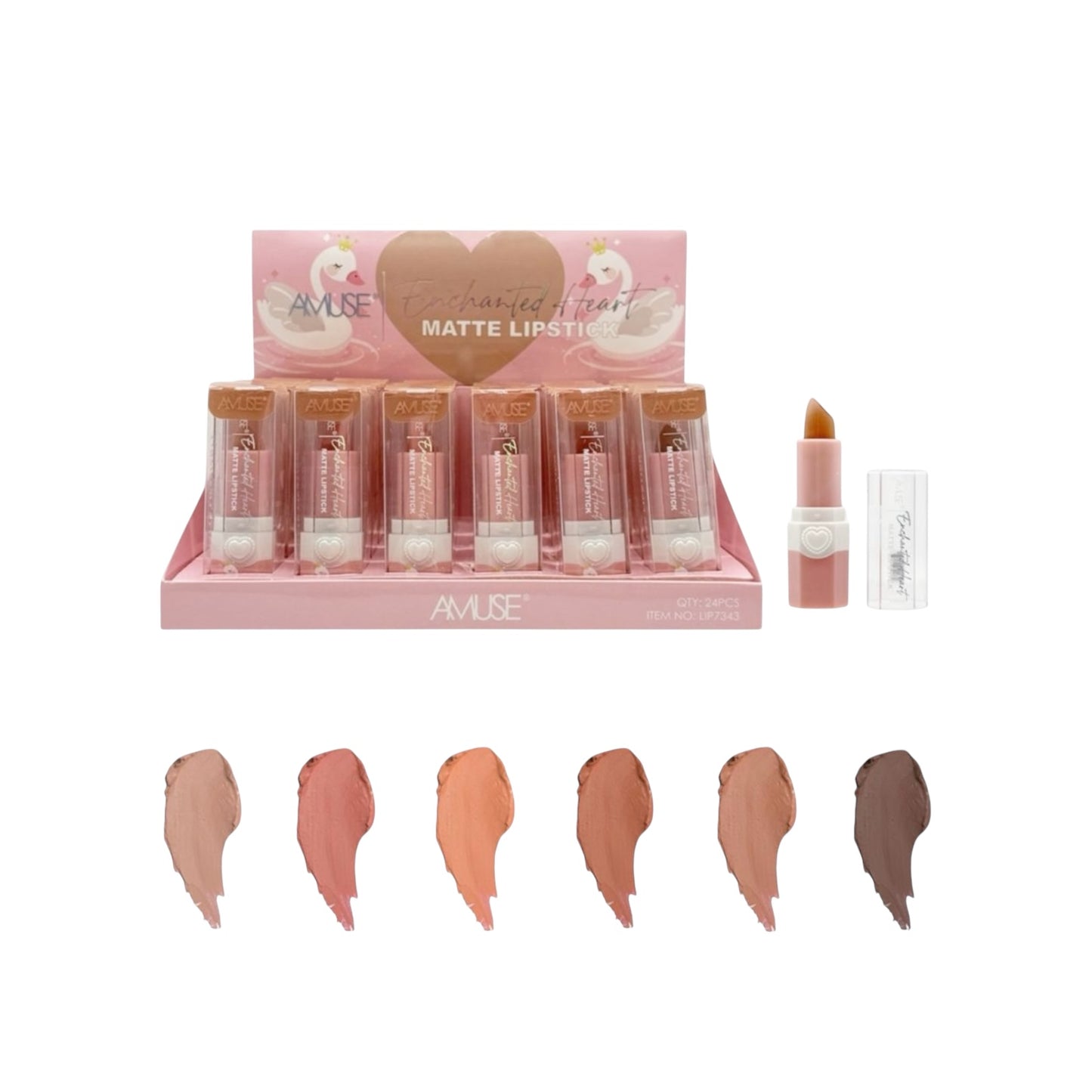 24PCS DISPLAY AMUSE ENCHANTED HEART MATTE LIPSTICK LIP7343
