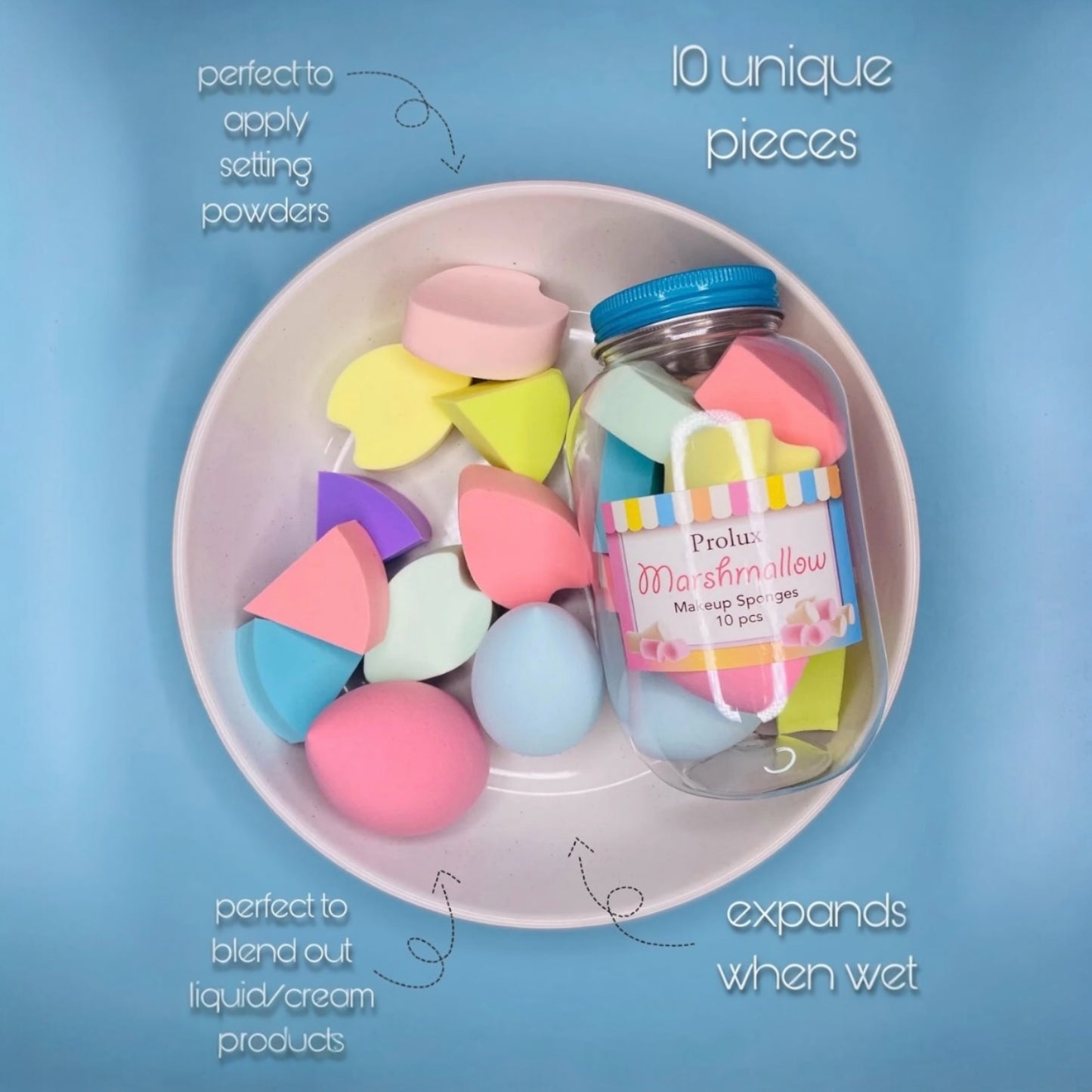 4 PACK PROLUX MARSHMALLOW 10PCS MAKEUP SPONGES K-890