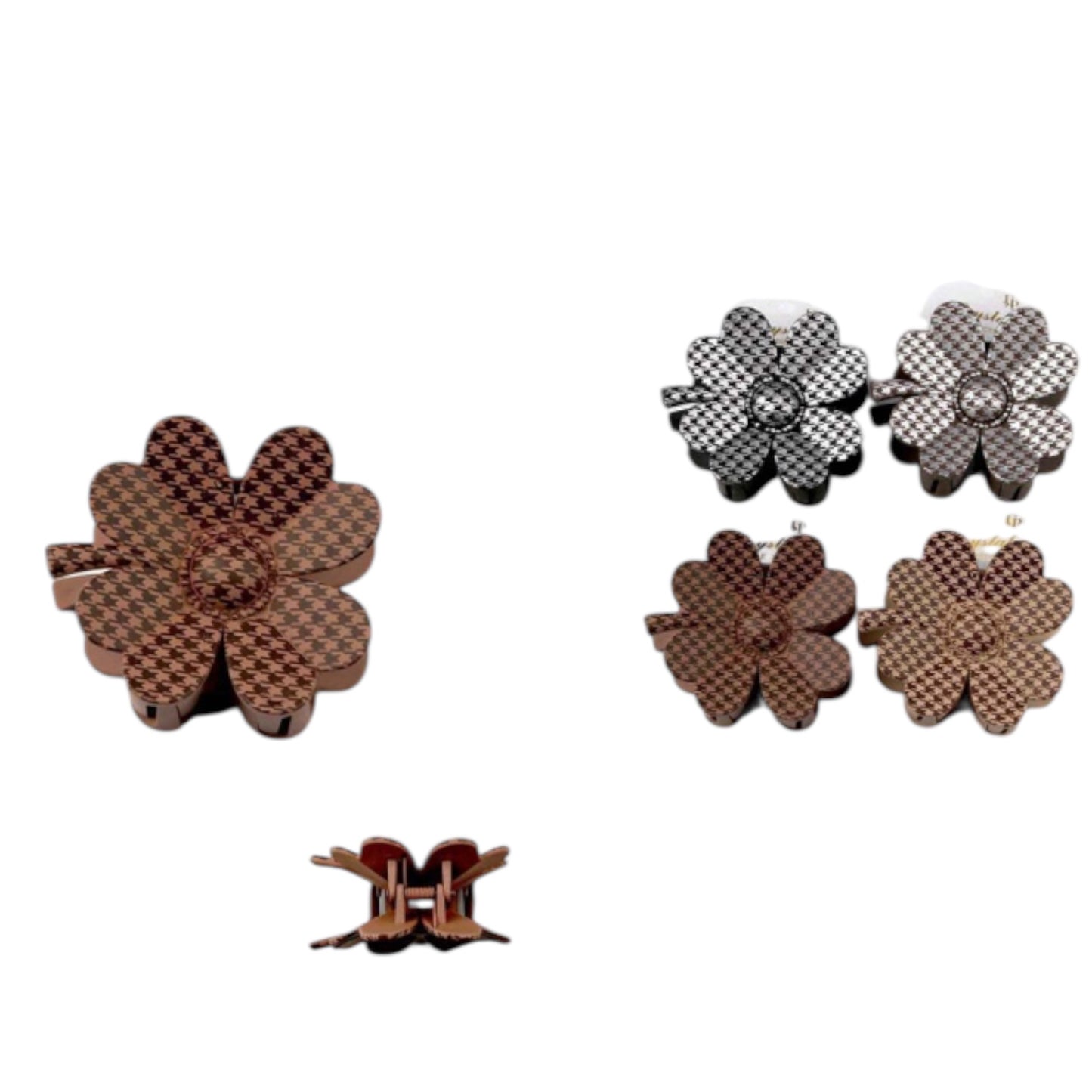 12PCS PACK BROWN & DARK FLOWER HAIR CLIPS YCP-3680