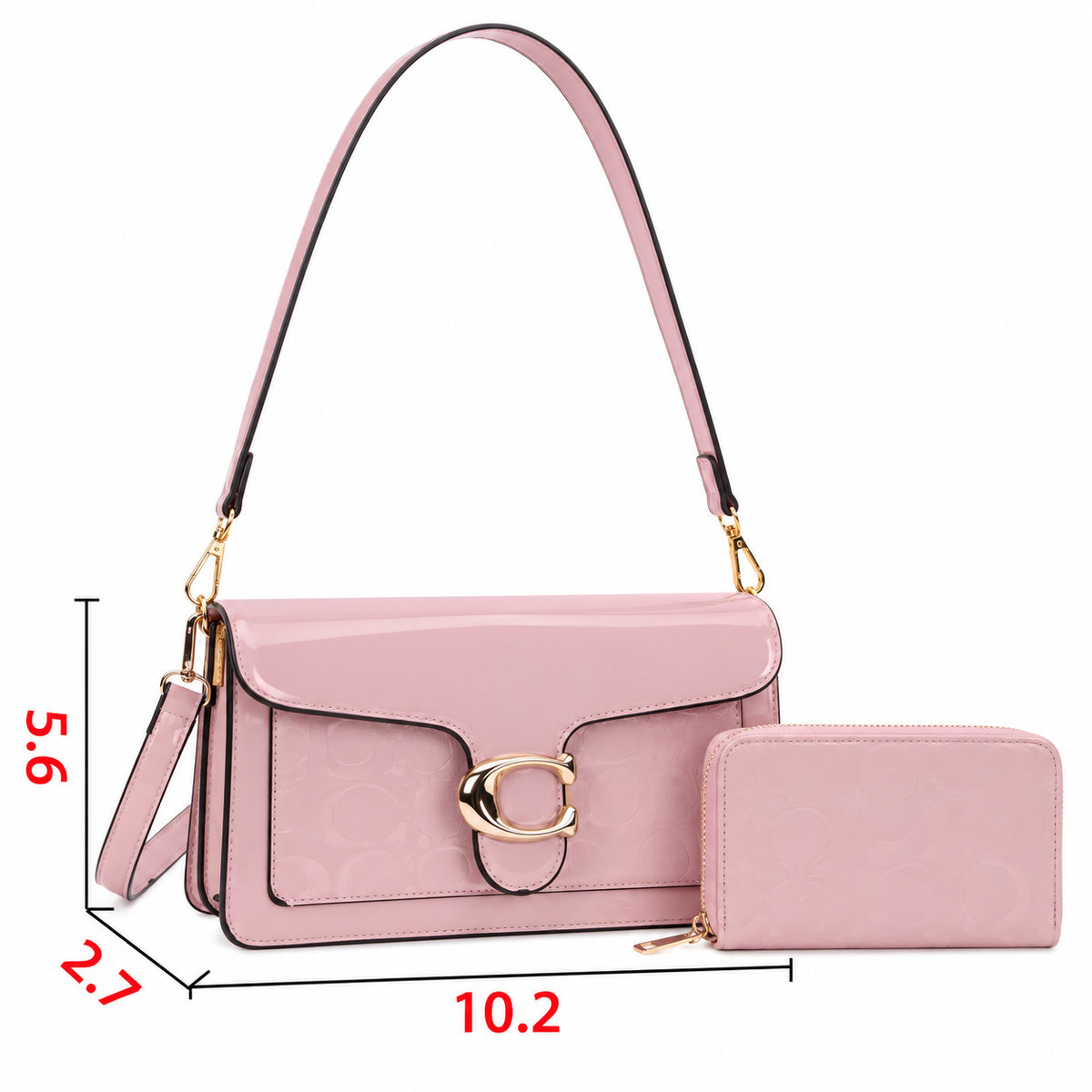 Elegant Gold C Pink Cross Body + Wallet